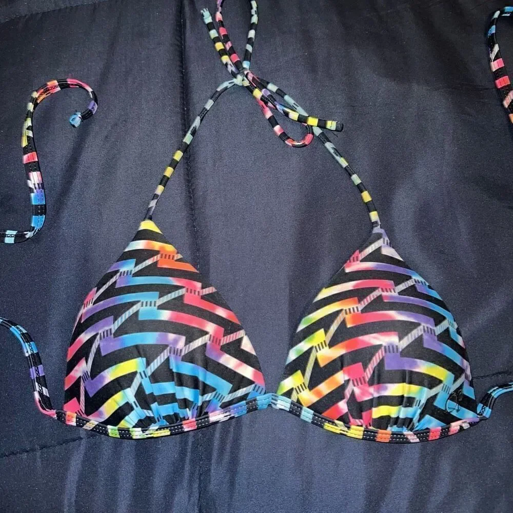 Bikini top lightening watercolor triangle swimwear push up size M